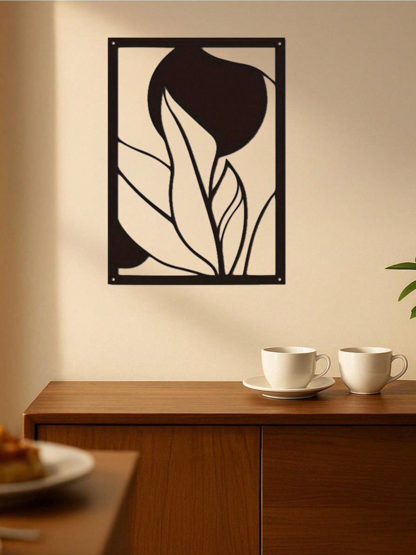 This Black Metal Rectangular Botanical Floral Plaque Exudes A Vintage And Natural Vibe. Meticulously Crafted For Unique Texture, It's Perfect For Accenting Walls. Ideal For Both Indoor And Outdoor Use, It Makes A Thoughtful Personalized Gift For Loved One Main image