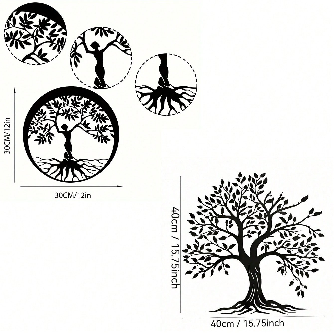 Vintage Metal Family Tree Sign - "Woman & Tree" Design, Perfect For Wall Decor, Garden Or Living Room. A Unique Artistic Piece For Your Home,Art For Women,Suitable For Home, Living Room, Patio Or Garden Decor, Balcony, Decorative Sculpture,Home Decor ,Roo Secondary image