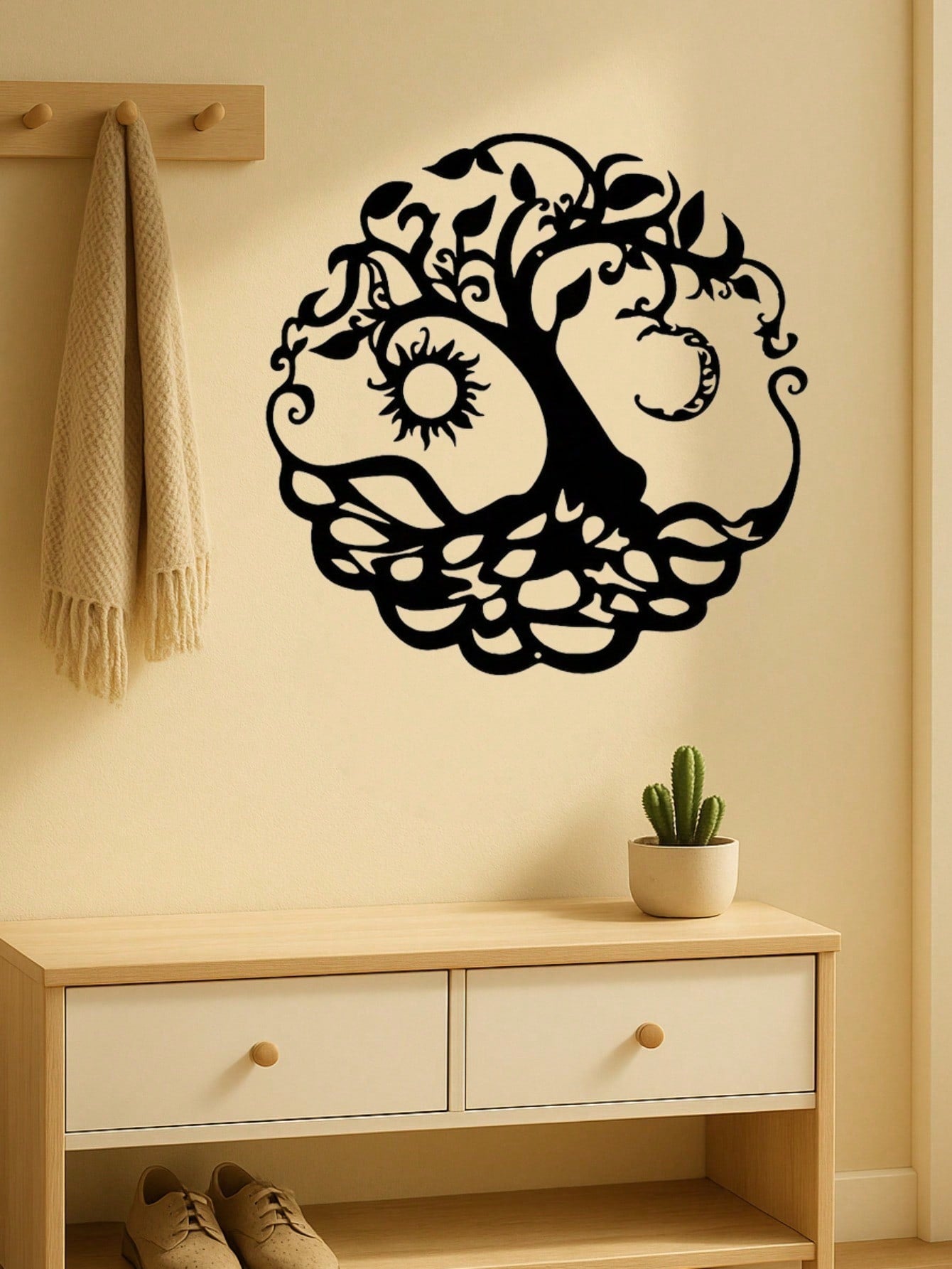 1pc Tree Of Life Wall Art Decor - Exquisite Outdoor Metal Sculpture Designed For Garden And Living Room Spaces. This Intricately Crafted Piece Adds Elegance And Natural Charm To Your Home