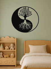 Metal Tree of Life Wall Art, featuring a Yin Yang design, is exquisitely crafted to elevate your living room and home décor. This metal wall piece harmonizes modern style with natural elements, adding a touch of elegance and balance to your space,Suitable