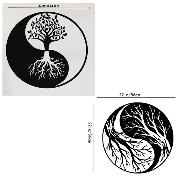 Metal Tree of Life Wall Art, featuring a Yin Yang design, is exquisitely crafted to elevate your living room and home décor. This metal wall piece harmonizes modern style with natural elements, adding a touch of elegance and balance to your space,Suitable