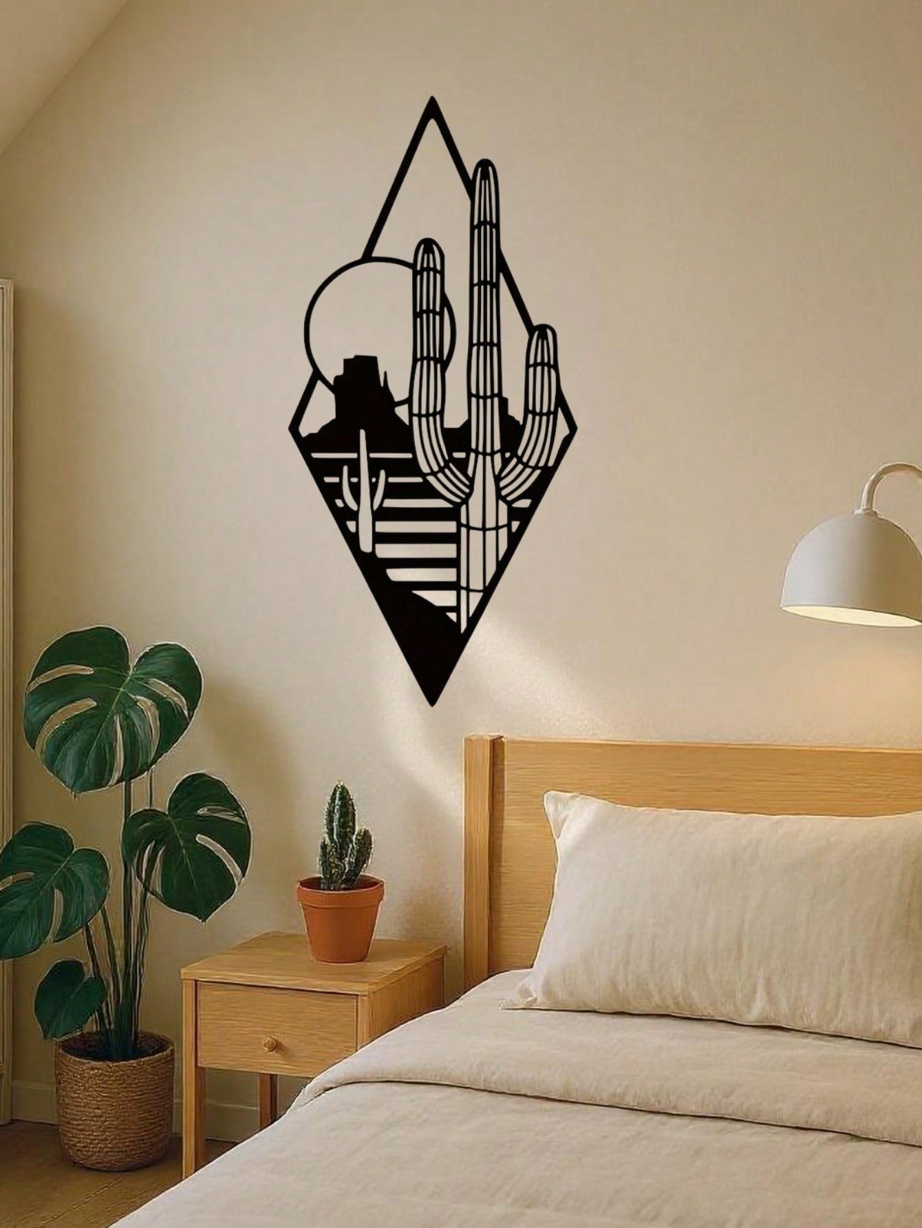 1pc Metal Cactus Wall Art, Sunset Metal Wall Hanging Sign, Bohemian Home Decor For Living Room, Indoor Metal Artwork, Suitable For Room Decor, Room Decor, Wall Decor, Home Decor Main image
