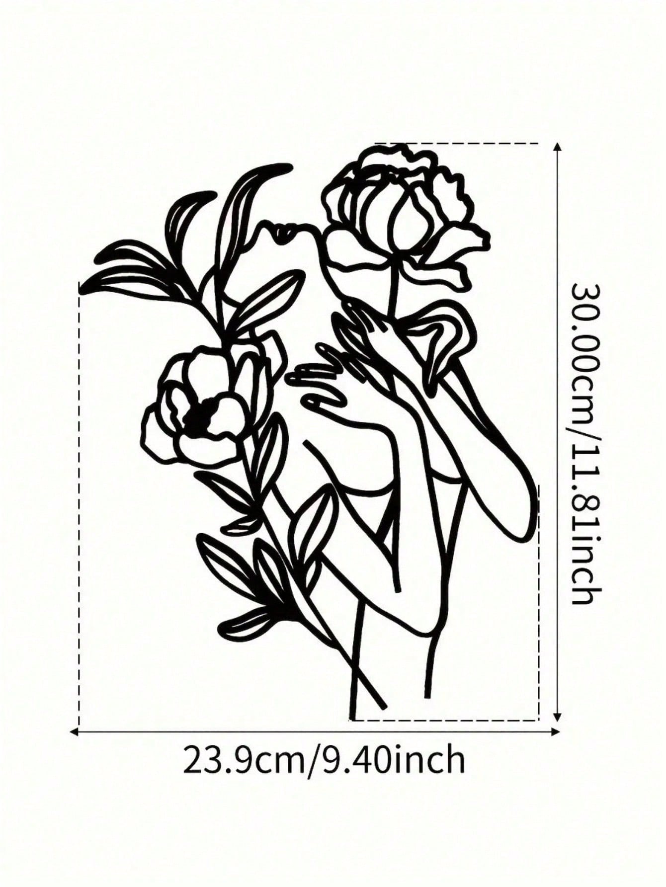 Gothic Floral Woman Iron Wall Art - Exquisite Laser-Cut Metal Piece Featuring An Elegant Feminine Silhouette With Intricate Botanical Motifs. This Versatile Black Finish Decor Transforms Living Rooms, Bedrooms