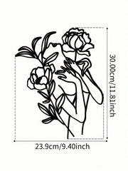 Gothic Floral Woman Iron Wall Art - Exquisite Laser-Cut Metal Piece Featuring An Elegant Feminine Silhouette With Intricate Botanical Motifs. This Versatile Black Finish Decor Transforms Living Rooms, Bedrooms