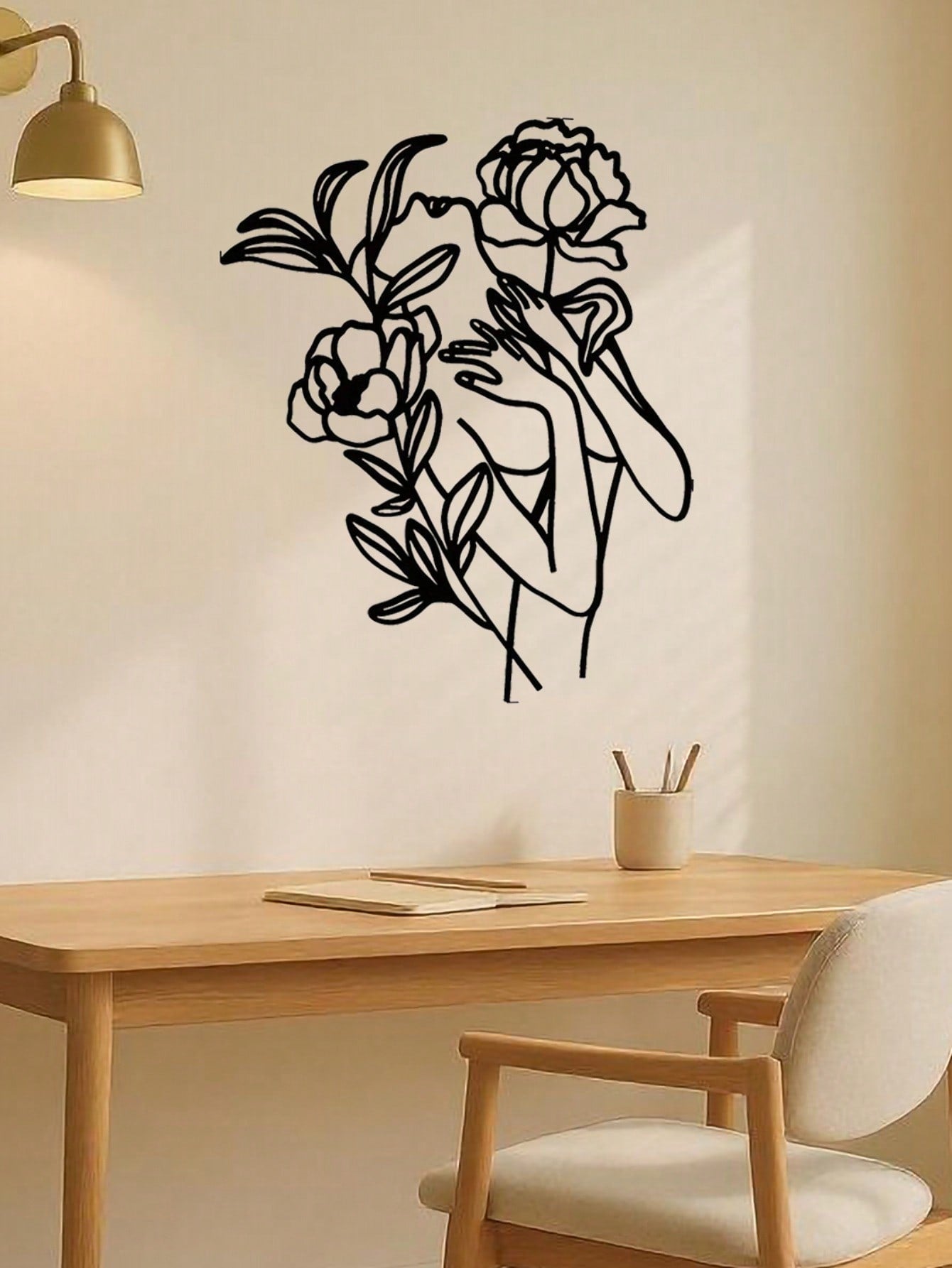 Gothic Floral Woman Iron Wall Art - Exquisite Laser-Cut Metal Piece Featuring An Elegant Feminine Silhouette With Intricate Botanical Motifs. This Versatile Black Finish Decor Transforms Living Rooms, Bedrooms