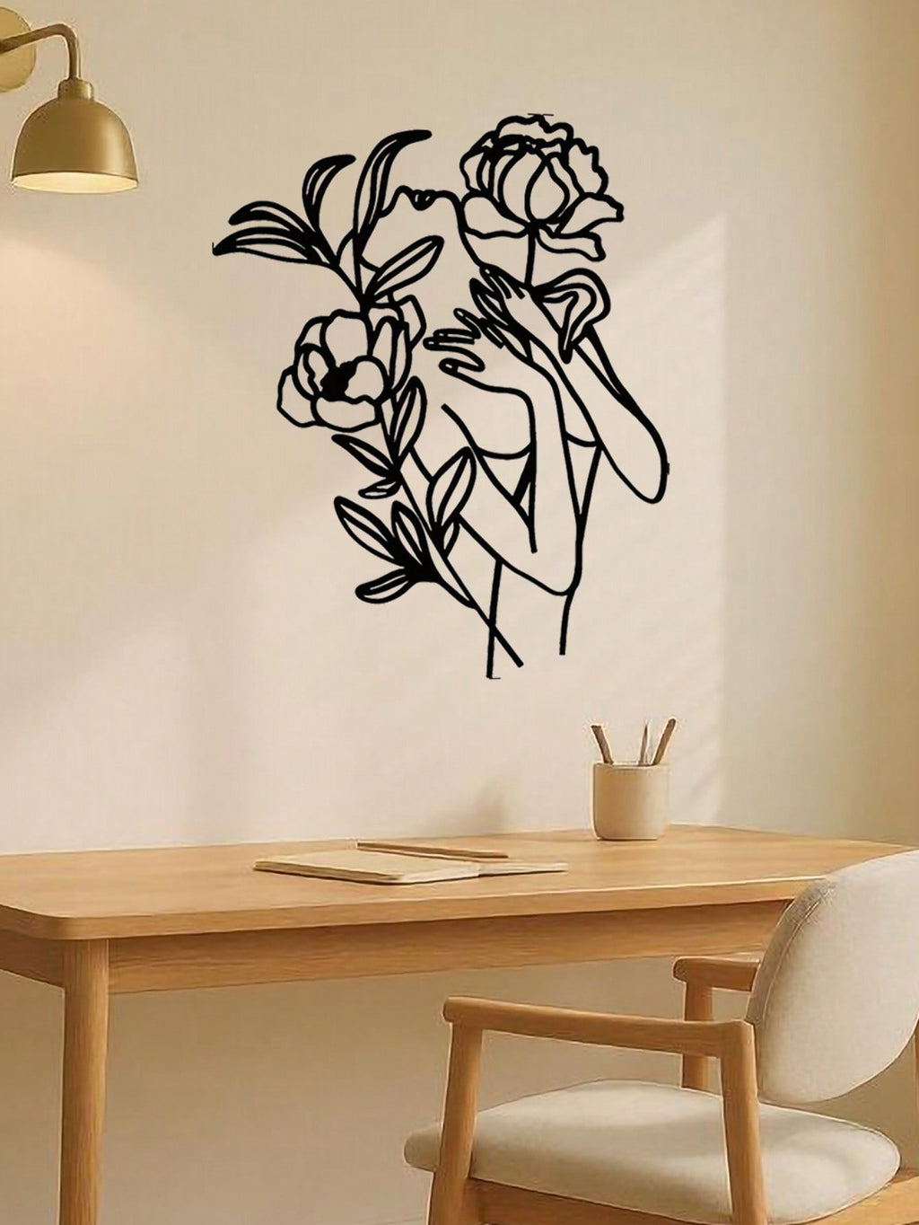 Gothic Floral Woman Iron Wall Art - Exquisite Laser-Cut Metal Piece Featuring An Elegant Feminine Silhouette With Intricate Botanical Motifs. This Versatile Black Finish Decor Transforms Living Rooms, Bedrooms