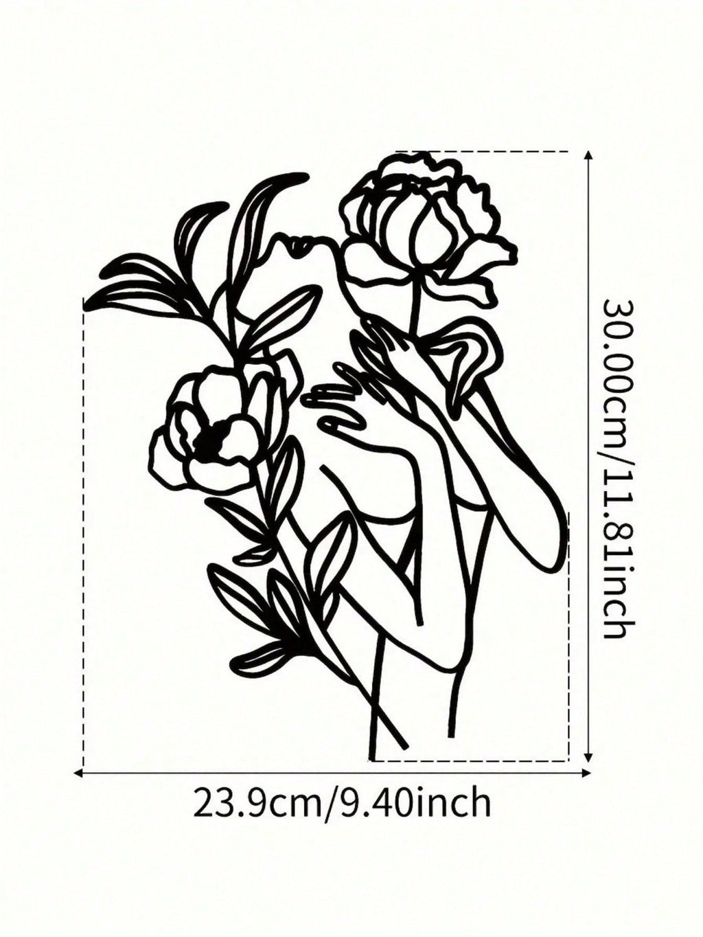 Gothic Floral Woman Iron Wall Art - Exquisite Laser-Cut Metal Piece Featuring An Elegant Feminine Silhouette With Intricate Botanical Motifs. This Versatile Black Finish Decor Transforms Living Rooms, Bedrooms