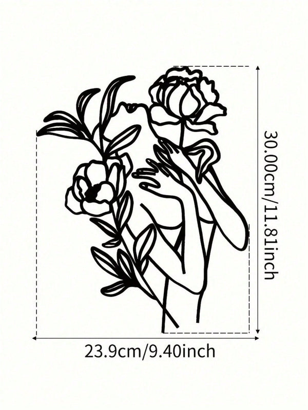 Gothic Floral Woman Iron Wall Art - Exquisite Laser-Cut Metal Piece Featuring An Elegant Feminine Silhouette With Intricate Botanical Motifs. This Versatile Black Finish Decor Transforms Living Rooms, Bedrooms