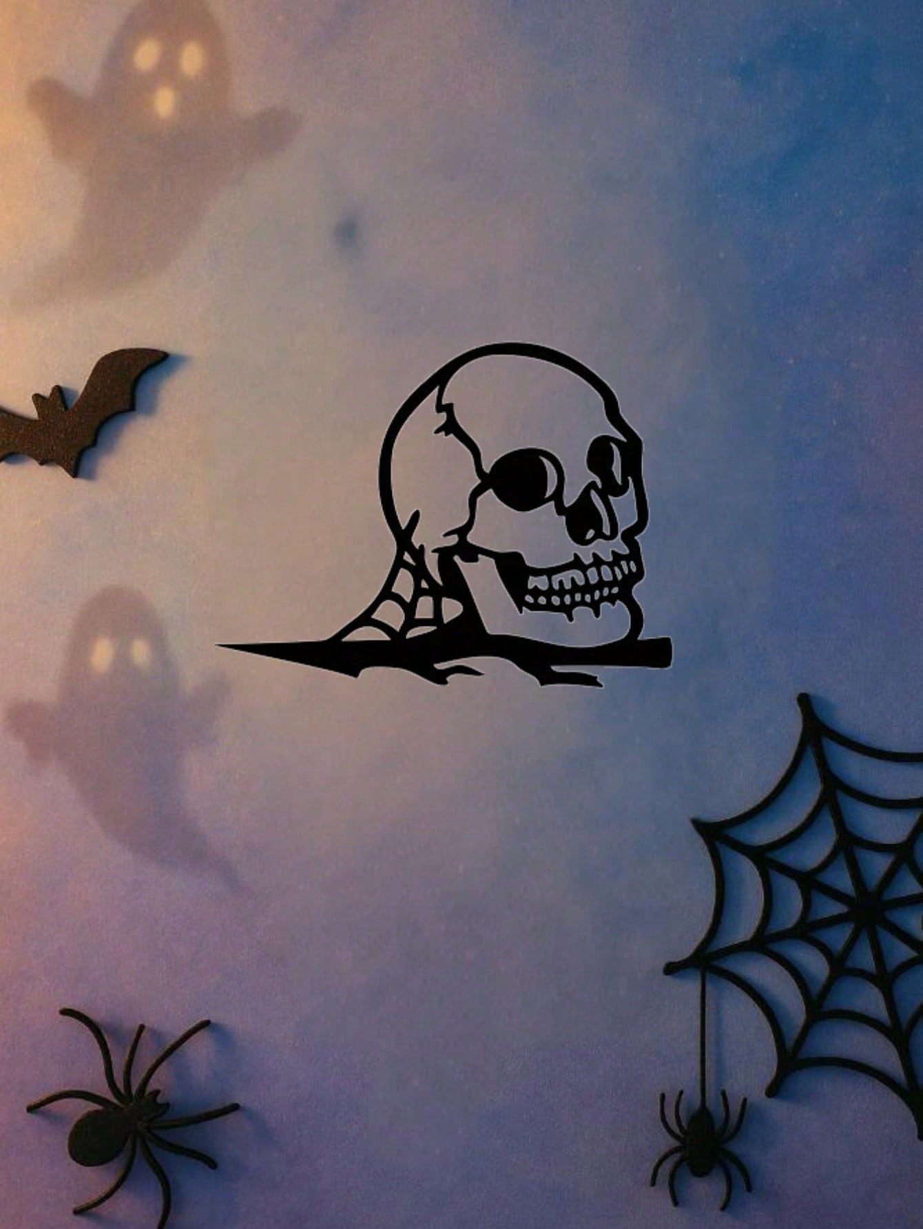Haunted Skull Metal Cutout – A chilling steel silhouette perfect for Halloween, parties, or garden decor. Durable, stylish, and ideal for spooky themes, Gothic displays, or eerie home accents. Adds a haunting touch to any space,Suitable for modern home de