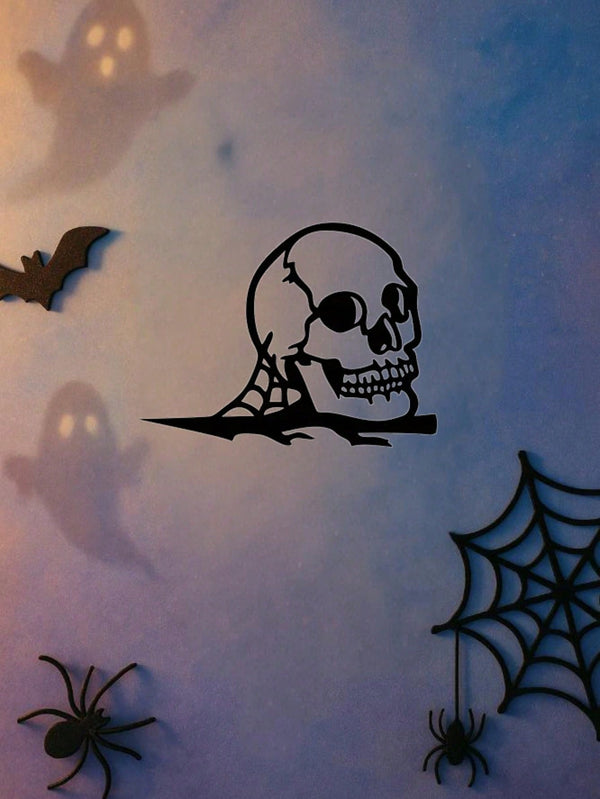 Haunted Skull Metal Cutout – A chilling steel silhouette perfect for Halloween, parties, or garden decor. Durable, stylish, and ideal for spooky themes, Gothic displays, or eerie home accents. Adds a haunting touch to any space,Suitable for modern home de