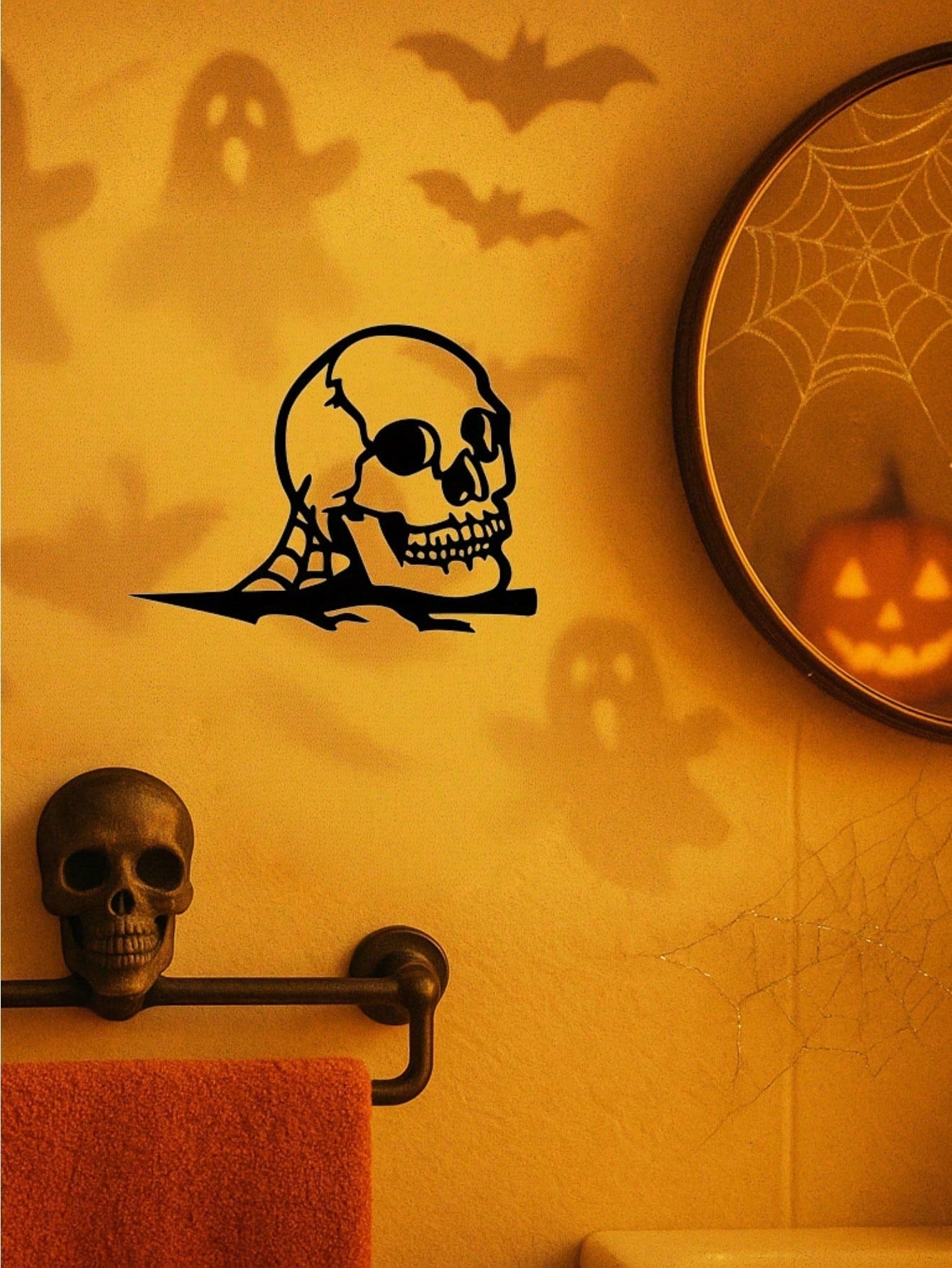 Haunted Skull Metal Cutout – A chilling steel silhouette perfect for Halloween, parties, or garden decor. Durable, stylish, and ideal for spooky themes, Gothic displays, or eerie home accents. Adds a haunting touch to any space,Suitable for modern home de