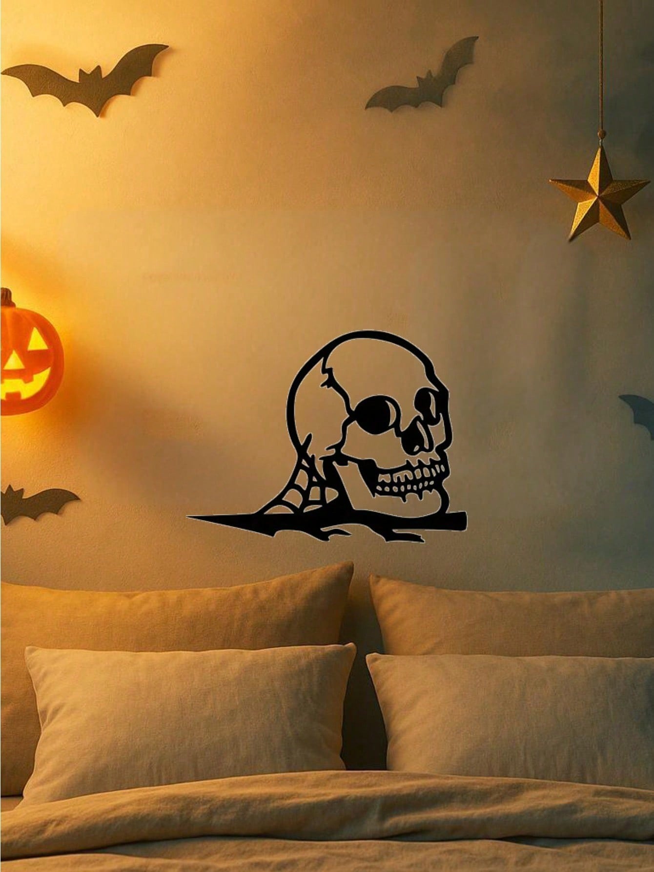 Haunted Skull Metal Cutout – A chilling steel silhouette perfect for Halloween, parties, or garden decor. Durable, stylish, and ideal for spooky themes, Gothic displays, or eerie home accents. Adds a haunting touch to any space,Suitable for modern home de