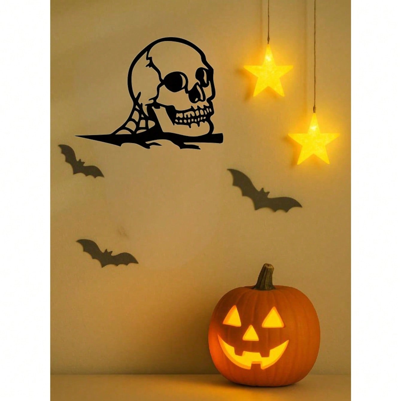 Haunted Skull Metal Cutout – A chilling steel silhouette perfect for Halloween, parties, or garden decor. Durable, stylish, and ideal for spooky themes, Gothic displays, or eerie home accents. Adds a haunting touch to any space,Suitable for modern home de