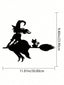 Midnight Witch Wall Art: An intricately crafted iron silhouette of a witch soaring on a broomstick under the moonlight. This Halloween-themed black metal wall ornament features delicate butterfly accents, adding a mystical charm to your space. Perfect as