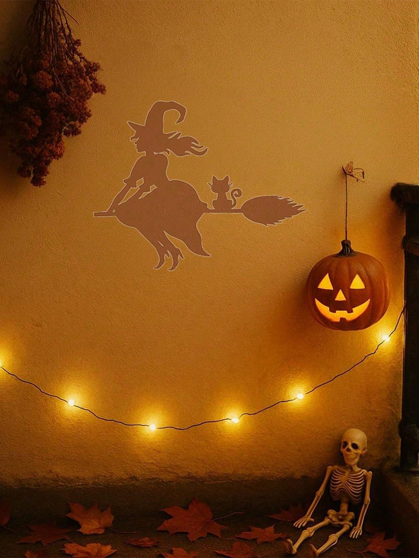 Enchanting witch dancing with butterflies metal wall art, available in black or rustic bronze. Perfect for Halloween and year-round decor, it complements modern interiors like the living room, bedroom, and even bathroom. Waterproof, anti-rust, and durable
