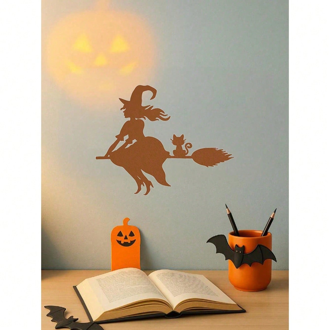 Enchanting witch dancing with butterflies metal wall art, available in black or rustic bronze. Perfect for Halloween and year-round decor, it complements modern interiors like the living room, bedroom, and even bathroom. Waterproof, anti-rust, and durable