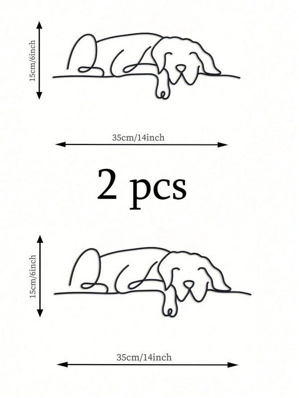 1-piece set, animal metal wall decoration, minimalist line art sleeping dog wall decoration, suitable for entrance and living room wall decorations, birthday gifts, pet lover gifts, suitable for modern home decor, home decor, room decoration