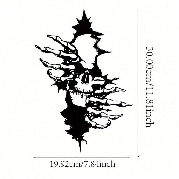 Gothic Skeleton Wall Art - Elegant Halloween metal decor with a haunting allure. This macabre chic sculpture adds a spine-tingling accent to modern interiors, perfect for creating a timeless yet eerie vibe. Ideal for gothic home aesthetics,Suitable for mo