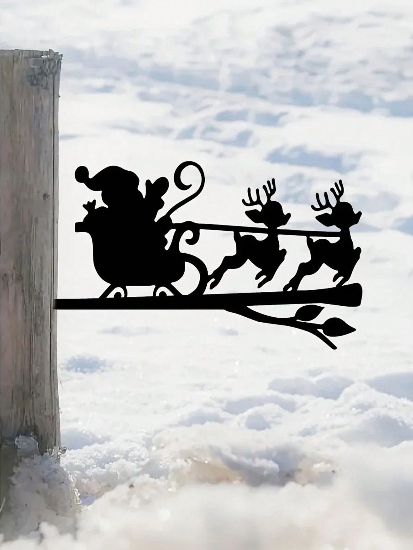 1pc Santa Claus Sleigh Deer Iron Silhouette Outdoor Christmas Decoration, perfect for gardens, fences, and courtyards. Adds a festive Christmas vibe to your outdoor space,Suitable for garden、jardin、garten，garden decor，holiday essentials，geburtstag deko，ce Main image