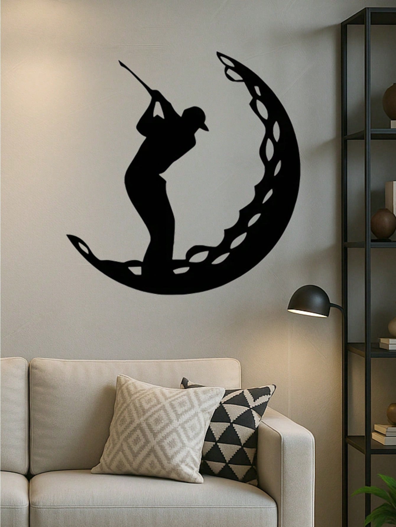 Elevate your space with this dynamic golf-themed metal wall art. Bursting with athletic energy, it's a versatile piece perfect for any room. Easy to install, it instantly creates a vibrant, sporty atmosphere,Suitable for modern home decor, home decoration