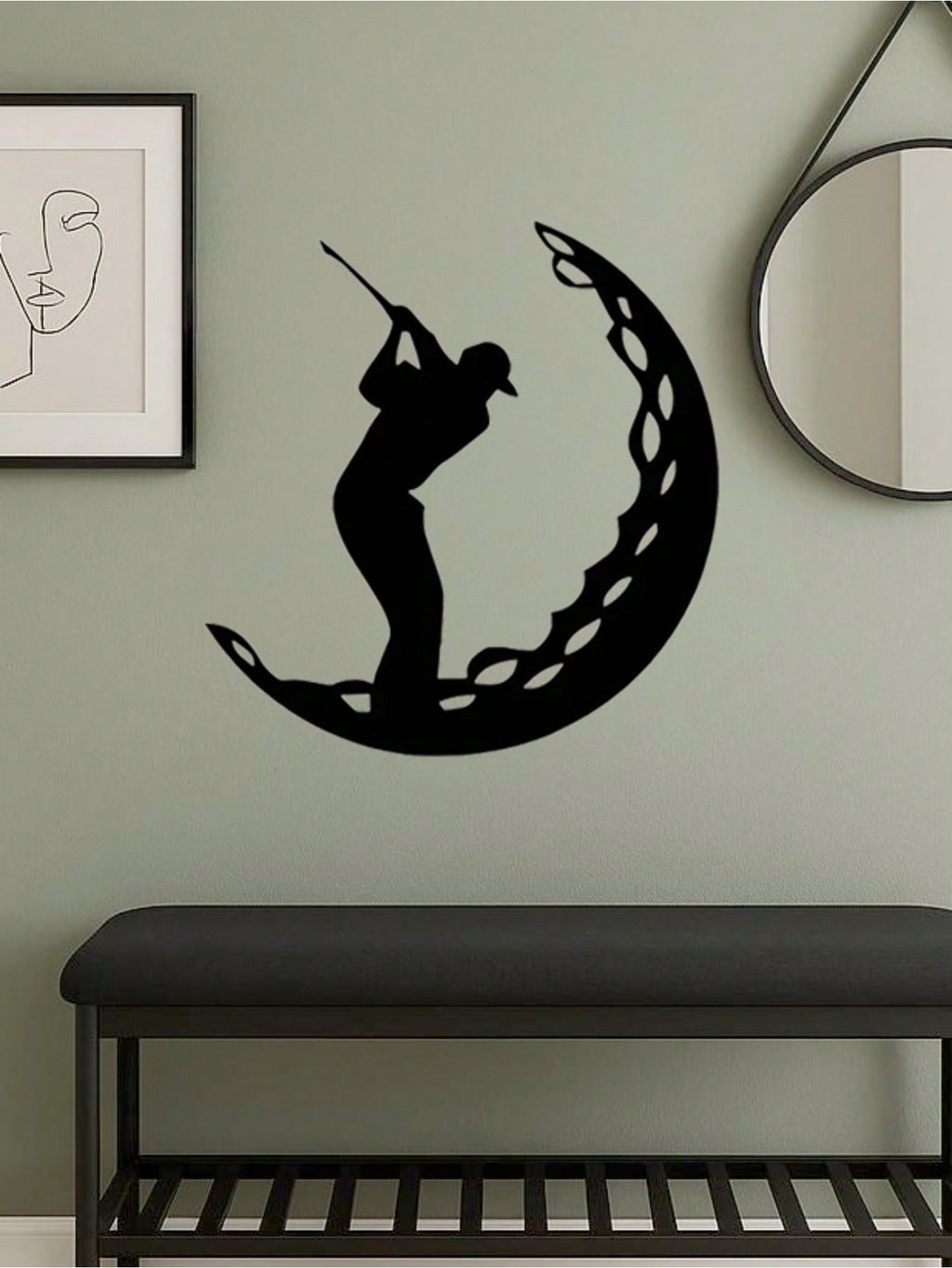 Elevate your space with this dynamic golf-themed metal wall art. Bursting with athletic energy, it's a versatile piece perfect for any room. Easy to install, it instantly creates a vibrant, sporty atmosphere,Suitable for modern home decor, home decoration