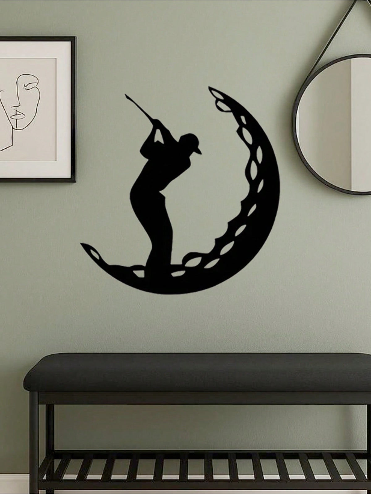Elevate your space with this dynamic golf-themed metal wall art. Bursting with athletic energy, it's a versatile piece perfect for any room. Easy to install, it instantly creates a vibrant, sporty atmosphere,Suitable for modern home decor, home decoration