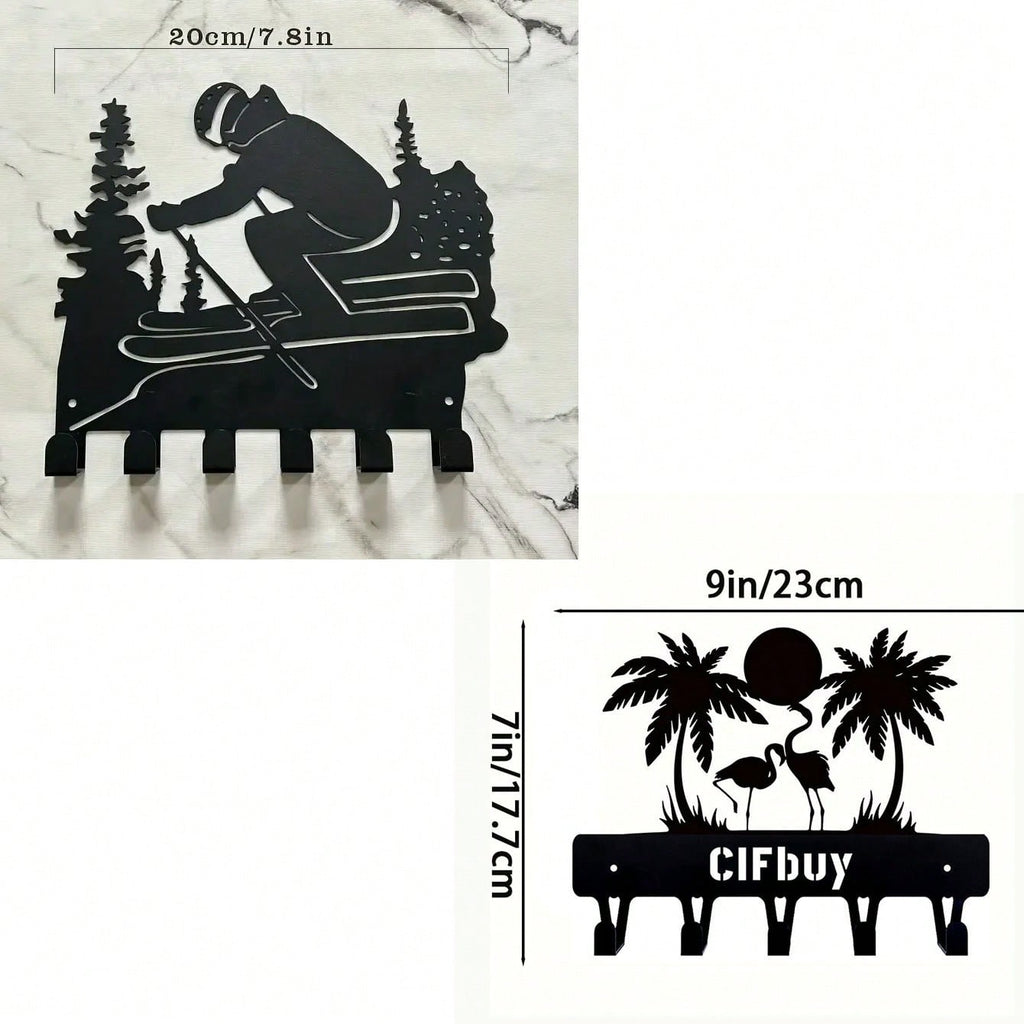 Winter ski-themed metal hooks, creatively designed with ski elements, add fun and vitality to your home. Suitable for multiple scenes like the kitchen, bedroom, and entryway, easily hanging mugs, kitchenware, clothes, and more. They combine artistic appea