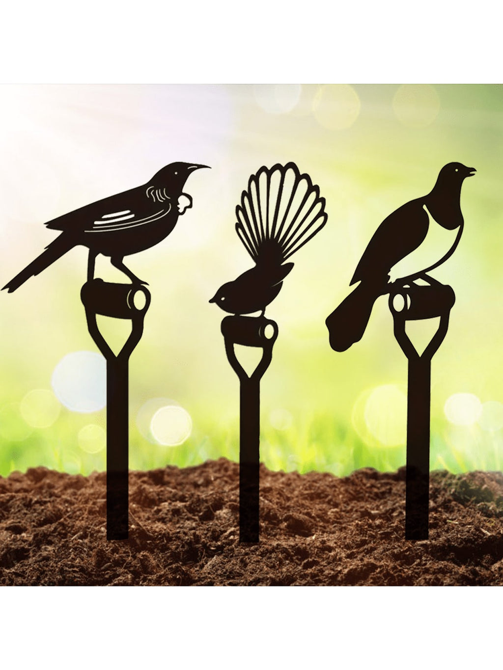 Charming 1pc Bird Family Metal Garden Stakes - Durable, Easy-Install Outdoor Decor For Patio & Lawn - Perfect Mother's Day Gift