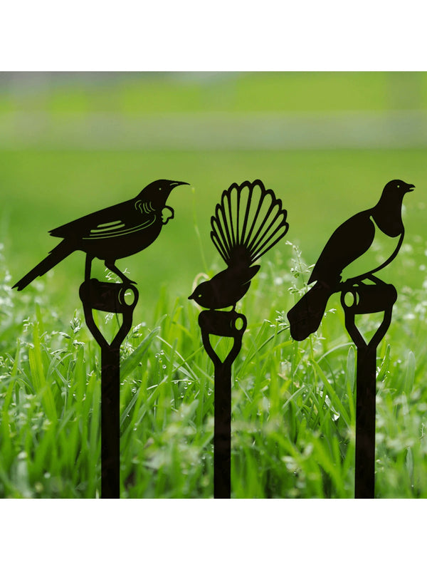 Charming 1pc Bird Family Metal Garden Stakes - Durable, Easy-Install Outdoor Decor For Patio & Lawn - Perfect Mother's Day Gift