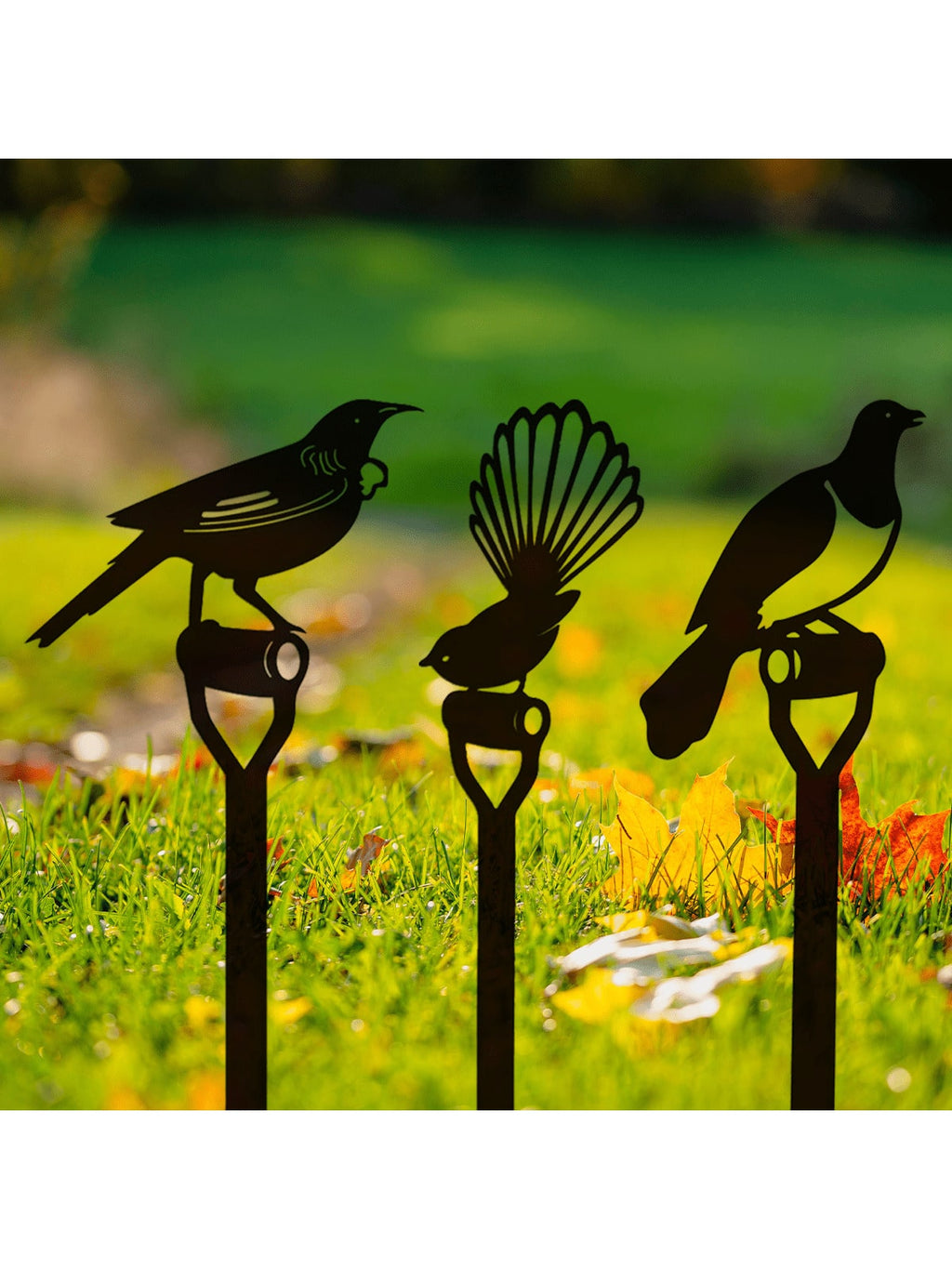 Charming 1pc Bird Family Metal Garden Stakes - Durable, Easy-Install Outdoor Decor For Patio & Lawn - Perfect Mother's Day Gift