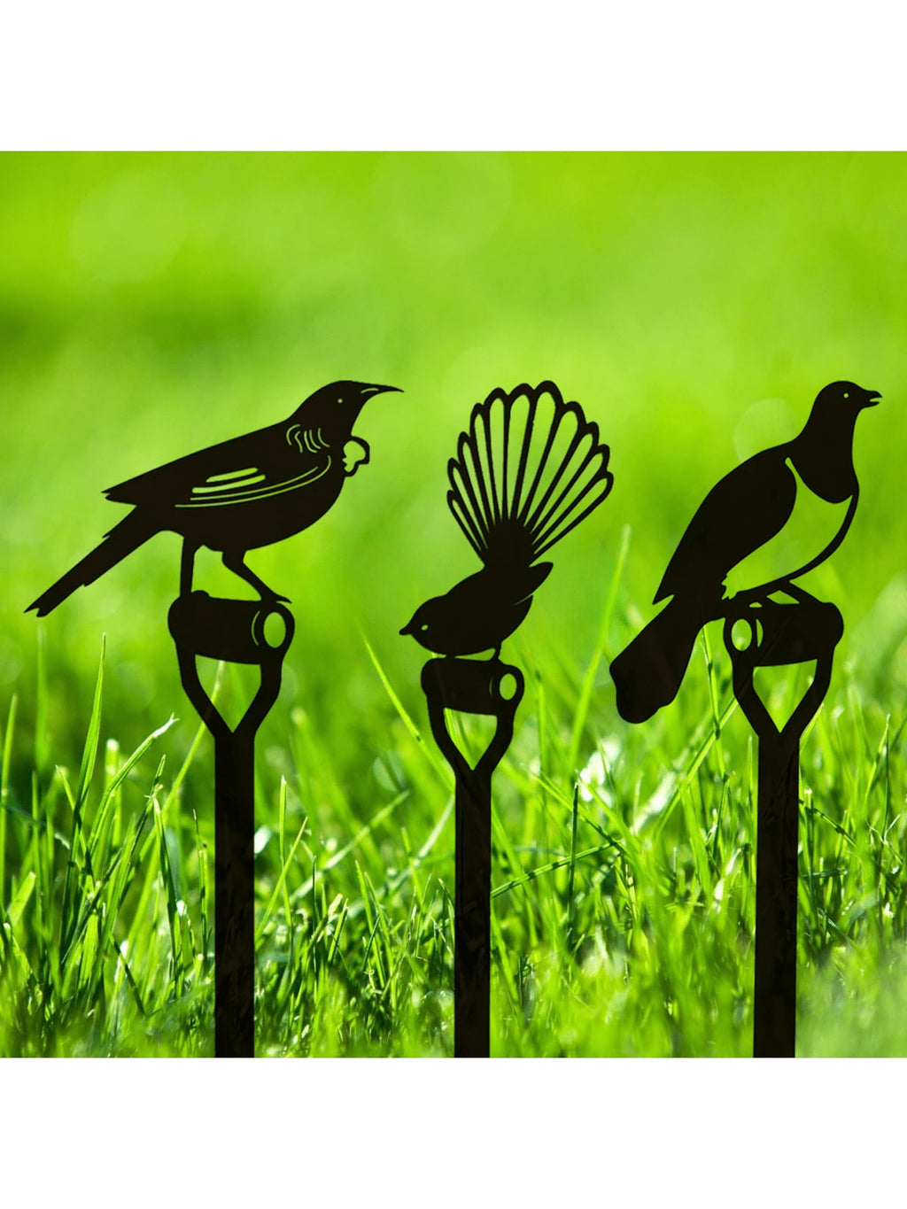 Charming 1pc Bird Family Metal Garden Stakes - Durable, Easy-Install Outdoor Decor For Patio & Lawn - Perfect Mother's Day Gift