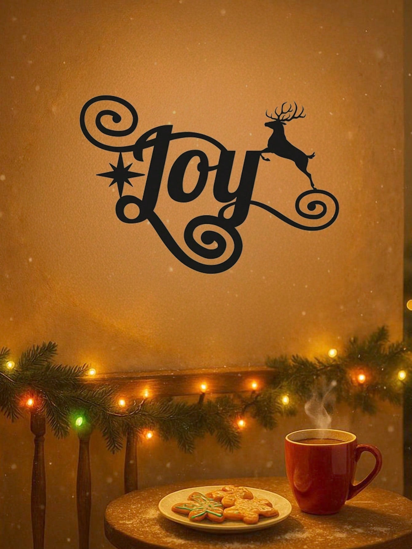 Elegant Black Metal Heart "JOY" Wall Art - Premium Holiday Decor Crafted From High-Quality Materials. A Heartfelt Seasonal Gift And Sophisticated Dimensional Sculpture, Adding Artistic Charm To Festive Celebrations, Suitable For Modern Home Decor, Home De