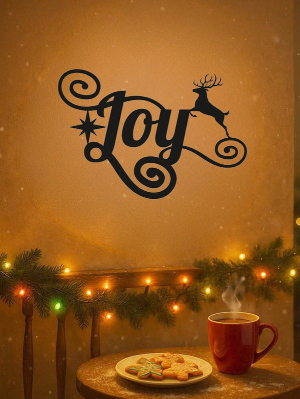 Elegant Black Metal Heart "JOY" Wall Art - Premium Holiday Decor Crafted From High-Quality Materials. A Heartfelt Seasonal Gift And Sophisticated Dimensional Sculpture, Adding Artistic Charm To Festive Celebrations, Suitable For Modern Home Decor, Home De