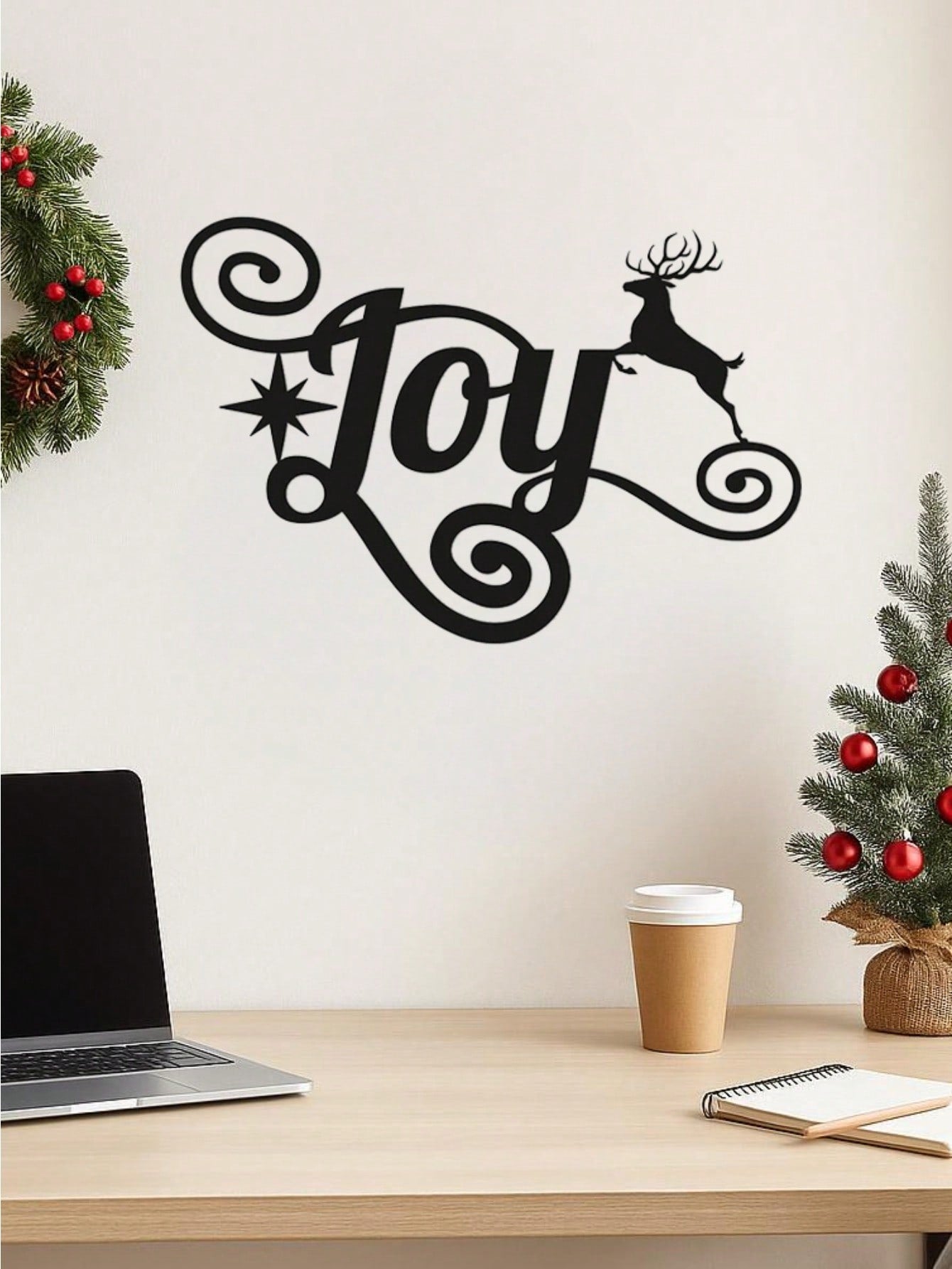 Elegant Black Metal Heart "JOY" Wall Art - Premium Holiday Decor Crafted From High-Quality Materials. A Heartfelt Seasonal Gift And Sophisticated Dimensional Sculpture, Adding Artistic Charm To Festive Celebrations, Suitable For Modern Home Decor, Home De