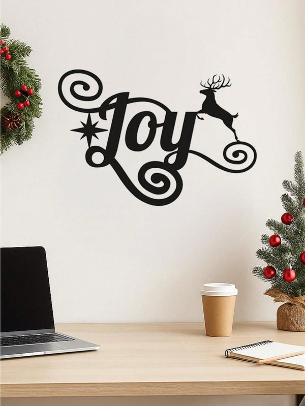 Elegant Black Metal Heart "JOY" Wall Art - Premium Holiday Decor Crafted From High-Quality Materials. A Heartfelt Seasonal Gift And Sophisticated Dimensional Sculpture, Adding Artistic Charm To Festive Celebrations, Suitable For Modern Home Decor, Home De