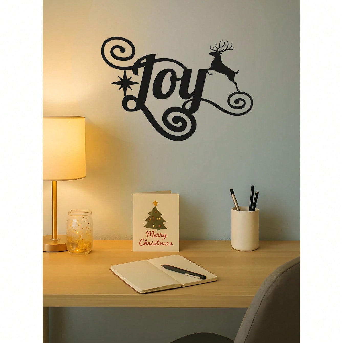 Elegant Black Metal Heart "JOY" Wall Art - Premium Holiday Decor Crafted From High-Quality Materials. A Heartfelt Seasonal Gift And Sophisticated Dimensional Sculpture, Adding Artistic Charm To Festive Celebrations, Suitable For Modern Home Decor, Home De