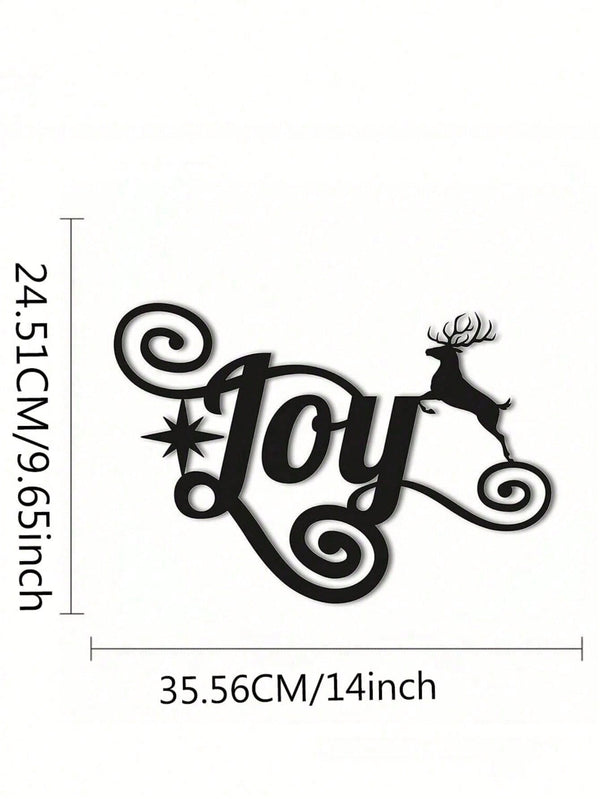 Elegant Black Metal Heart "JOY" Wall Art - Premium Holiday Decor Crafted From High-Quality Materials. A Heartfelt Seasonal Gift And Sophisticated Dimensional Sculpture, Adding Artistic Charm To Festive Celebrations, Suitable For Modern Home Decor, Home De