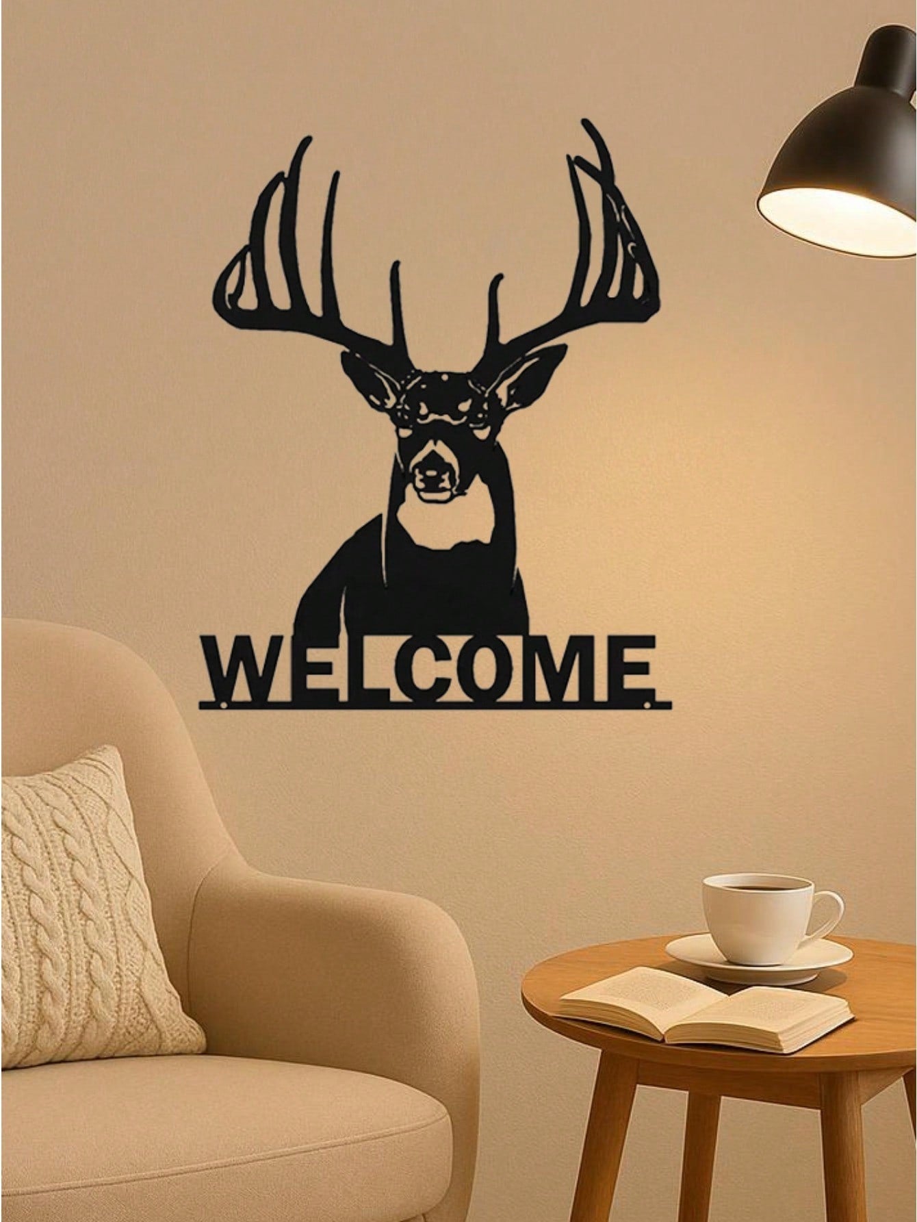 1pc Elegant White-Tailed Deer Metal Wall Decor, Ideal For Home And Holiday Cabin Decoration, Suitable For Modern Home, Room, Bedroom, Bathroom Decor, Waterproof, Rust-Resistant And Durable