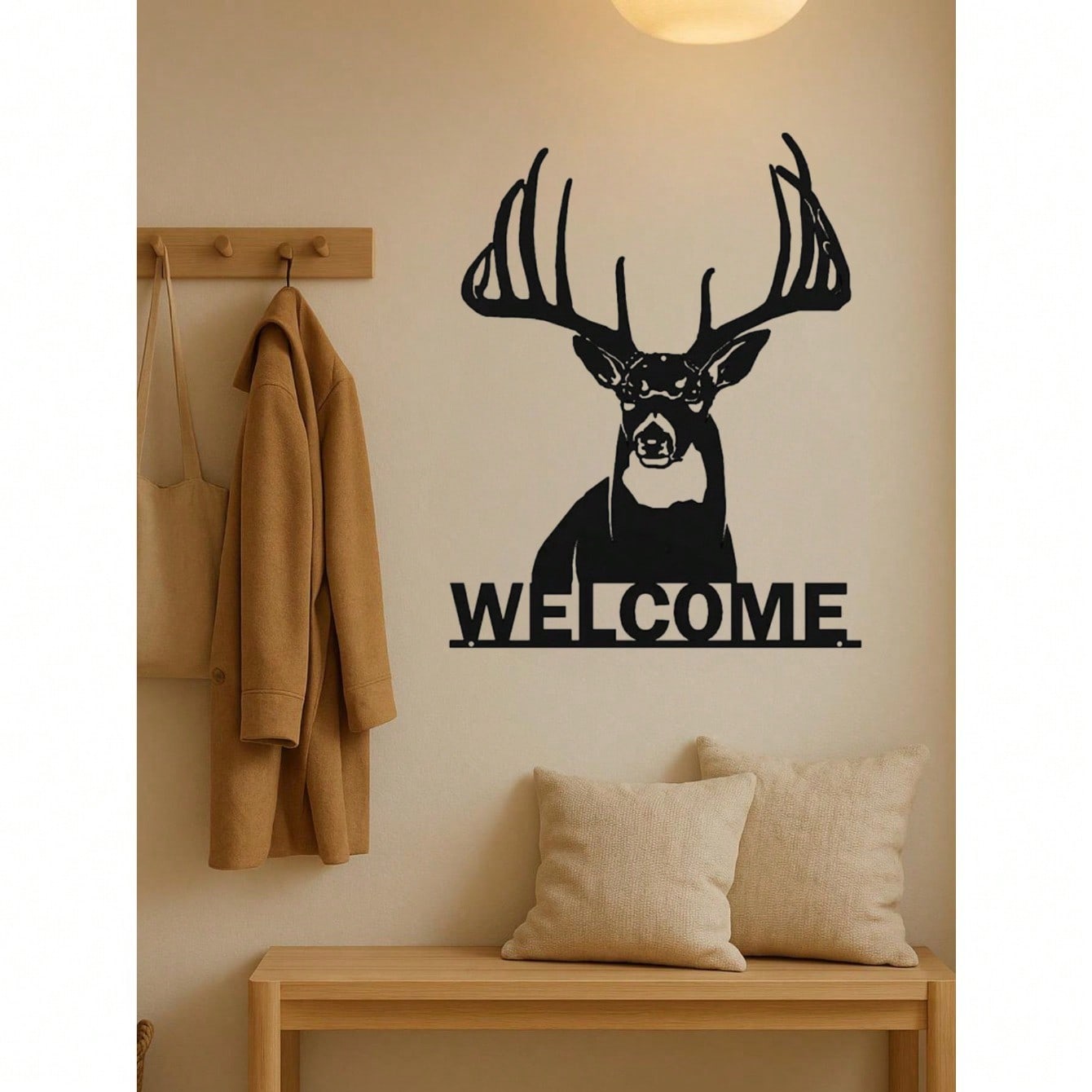 1pc Elegant White-Tailed Deer Metal Wall Decor, Ideal For Home And Holiday Cabin Decoration, Suitable For Modern Home, Room, Bedroom, Bathroom Decor, Waterproof, Rust-Resistant And Durable