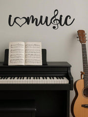 "I Love Music" Wall Art - Elevate Your Bedroom, Living Room, Or Bathroom With This Contemporary Piece. Made From Premium, Waterproof, And Rust-Resistant Materials, Its Minimalist Design Brings Modern Elegance To Any Space,Suitable For Modern Home Decor