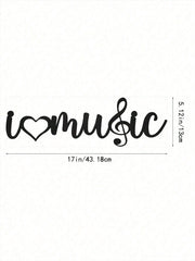 "I Love Music" Wall Art - Elevate Your Bedroom, Living Room, Or Bathroom With This Contemporary Piece. Made From Premium, Waterproof, And Rust-Resistant Materials, Its Minimalist Design Brings Modern Elegance To Any Space,Suitable For Modern Home Decor