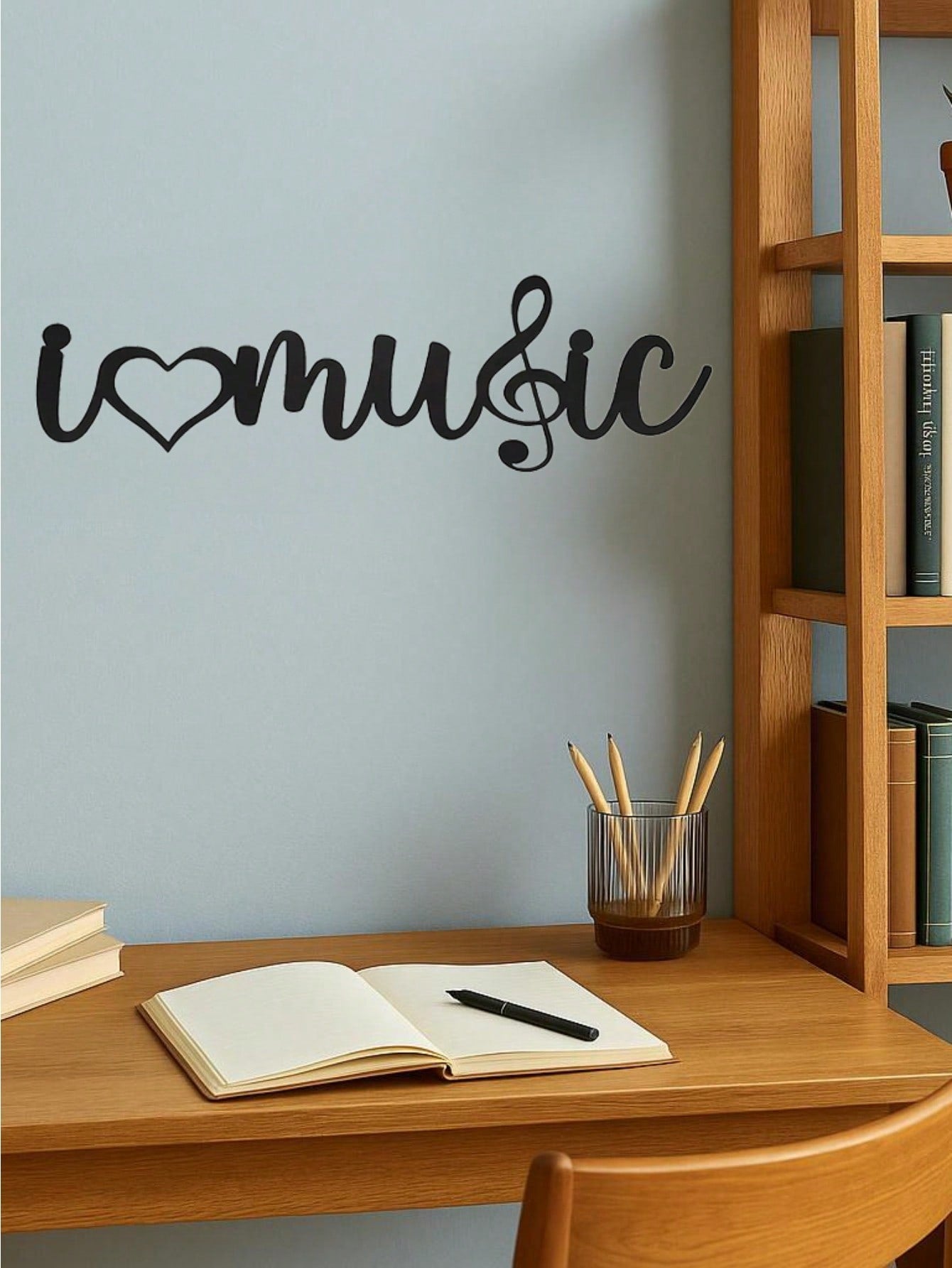 "I Love Music" Wall Art - Elevate Your Bedroom, Living Room, Or Bathroom With This Contemporary Piece. Made From Premium, Waterproof, And Rust-Resistant Materials, Its Minimalist Design Brings Modern Elegance To Any Space,Suitable For Modern Home Decor