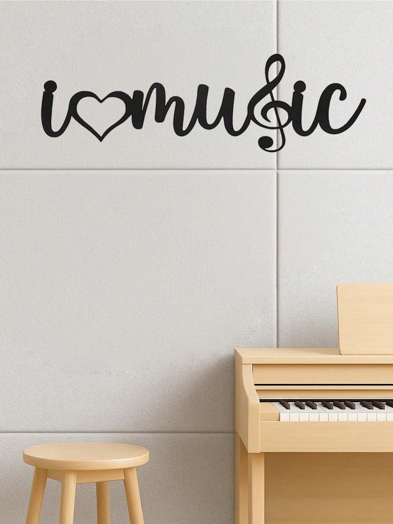 "I Love Music" Wall Art - Elevate Your Bedroom, Living Room, Or Bathroom With This Contemporary Piece. Made From Premium, Waterproof, And Rust-Resistant Materials, Its Minimalist Design Brings Modern Elegance To Any Space,Suitable For Modern Home Decor