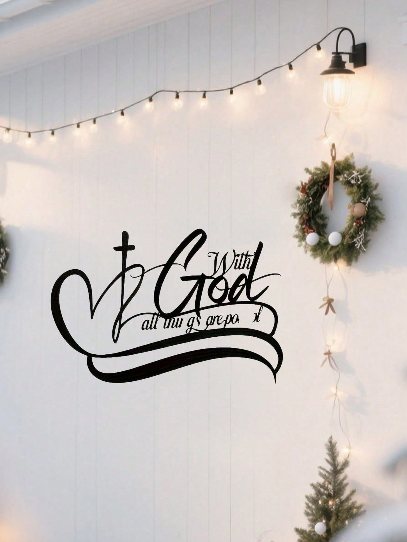1 PC "All Things Are Possible With God", In Black Sign Minimalisty Metal Wall Art - Modern Home Decor For Bedroom, Living Room, Or Bathroom. Waterproof, Rustproof & Durable Wall Decor, Perfect As Birthday Gift. Features Fade-Resistant Finish With Century-