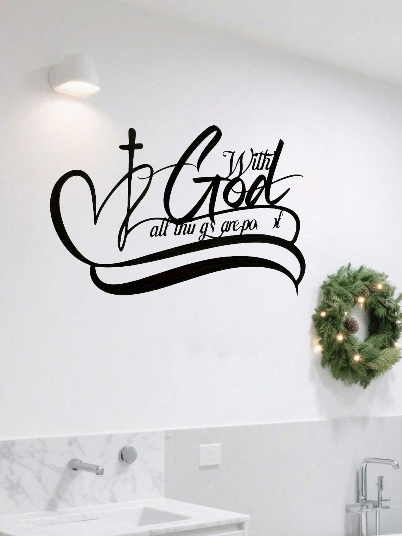 1 PC "All Things Are Possible With God", In Black Sign Minimalisty Metal Wall Art - Modern Home Decor For Bedroom, Living Room, Or Bathroom. Waterproof, Rustproof & Durable Wall Decor, Perfect As Birthday Gift. Features Fade-Resistant Finish With Century-