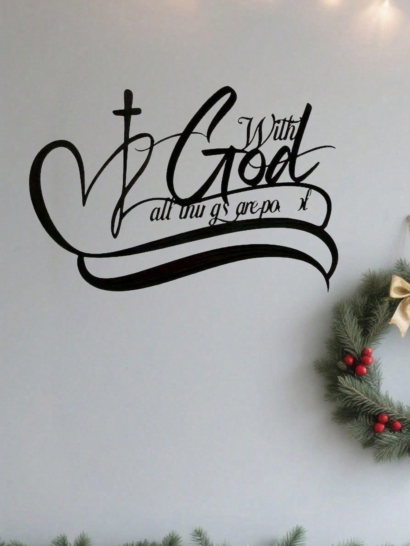 1 PC "All Things Are Possible With God", In Black Sign Minimalisty Metal Wall Art - Modern Home Decor For Bedroom, Living Room, Or Bathroom. Waterproof, Rustproof & Durable Wall Decor, Perfect As Birthday Gift. Features Fade-Resistant Finish With Century-