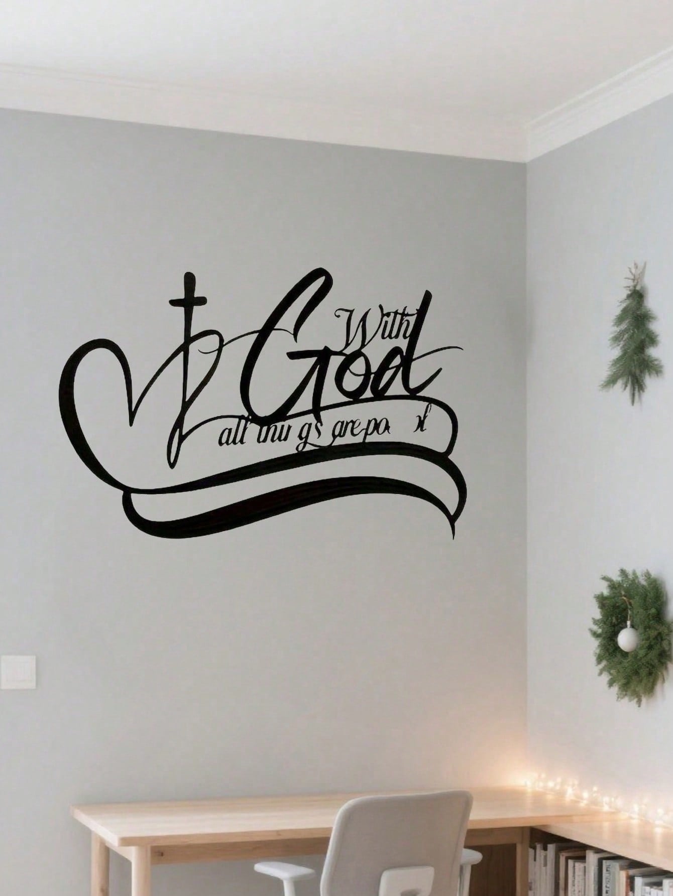 1 PC "All Things Are Possible With God", In Black Sign Minimalisty Metal Wall Art - Modern Home Decor For Bedroom, Living Room, Or Bathroom. Waterproof, Rustproof & Durable Wall Decor, Perfect As Birthday Gift. Features Fade-Resistant Finish With Century-