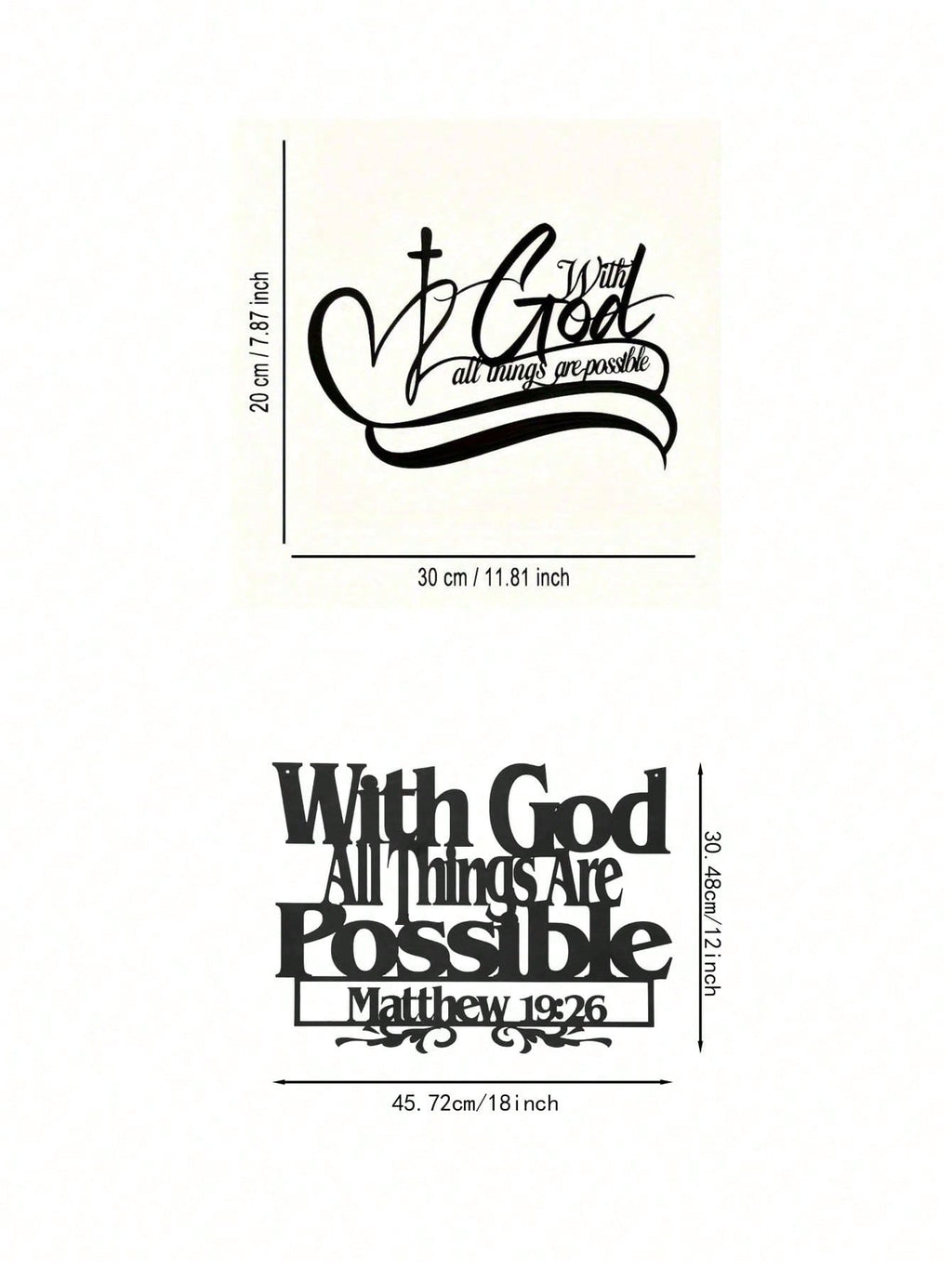 1 PC "All Things Are Possible With God", In Black Sign Minimalisty Metal Wall Art - Modern Home Decor For Bedroom, Living Room, Or Bathroom. Waterproof, Rustproof & Durable Wall Decor, Perfect As Birthday Gift. Features Fade-Resistant Finish With Century-