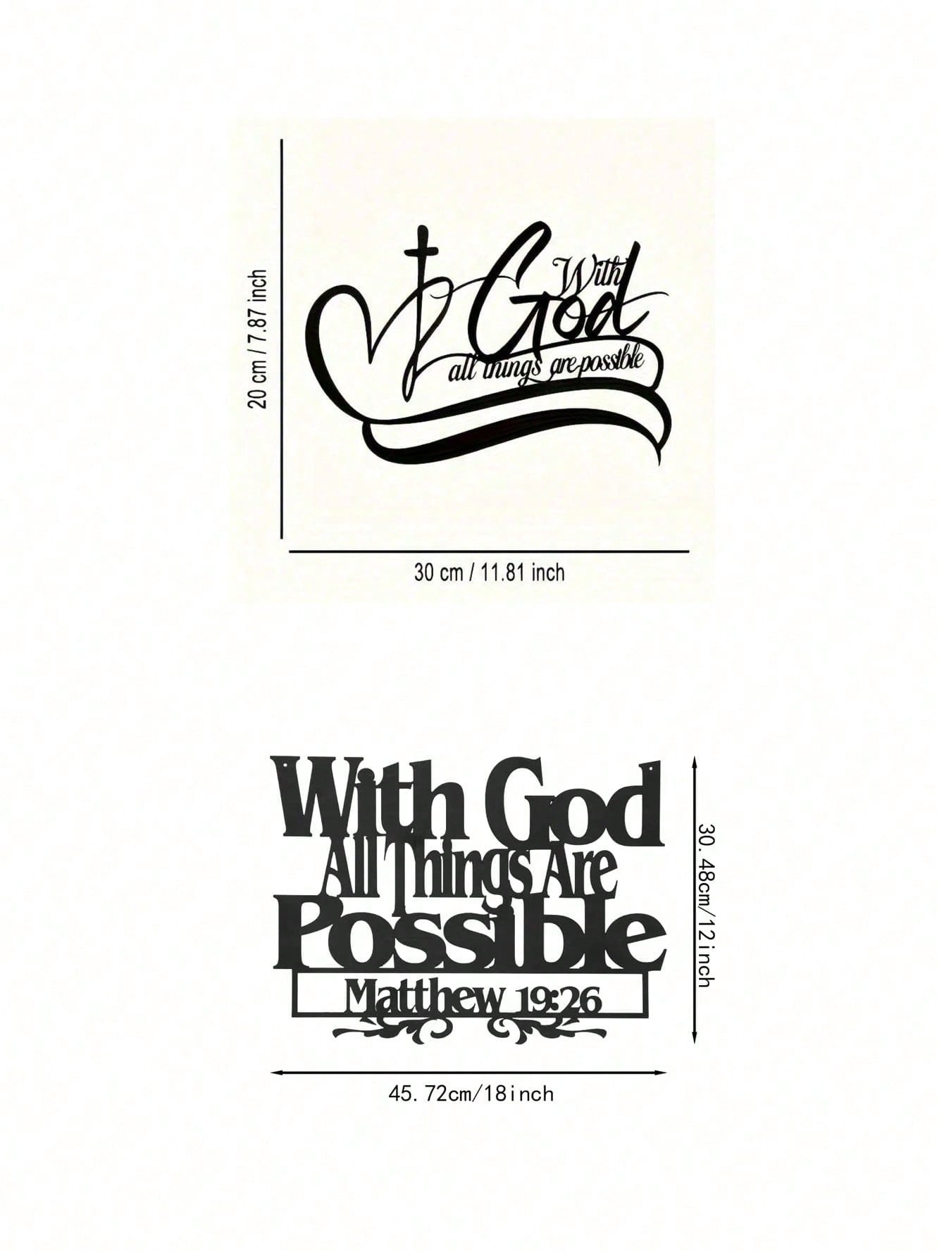 1 PC "All Things Are Possible With God", In Black Sign Minimalisty Metal Wall Art - Modern Home Decor For Bedroom, Living Room, Or Bathroom. Waterproof, Rustproof & Durable Wall Decor, Perfect As Birthday Gift. Features Fade-Resistant Finish With Century-