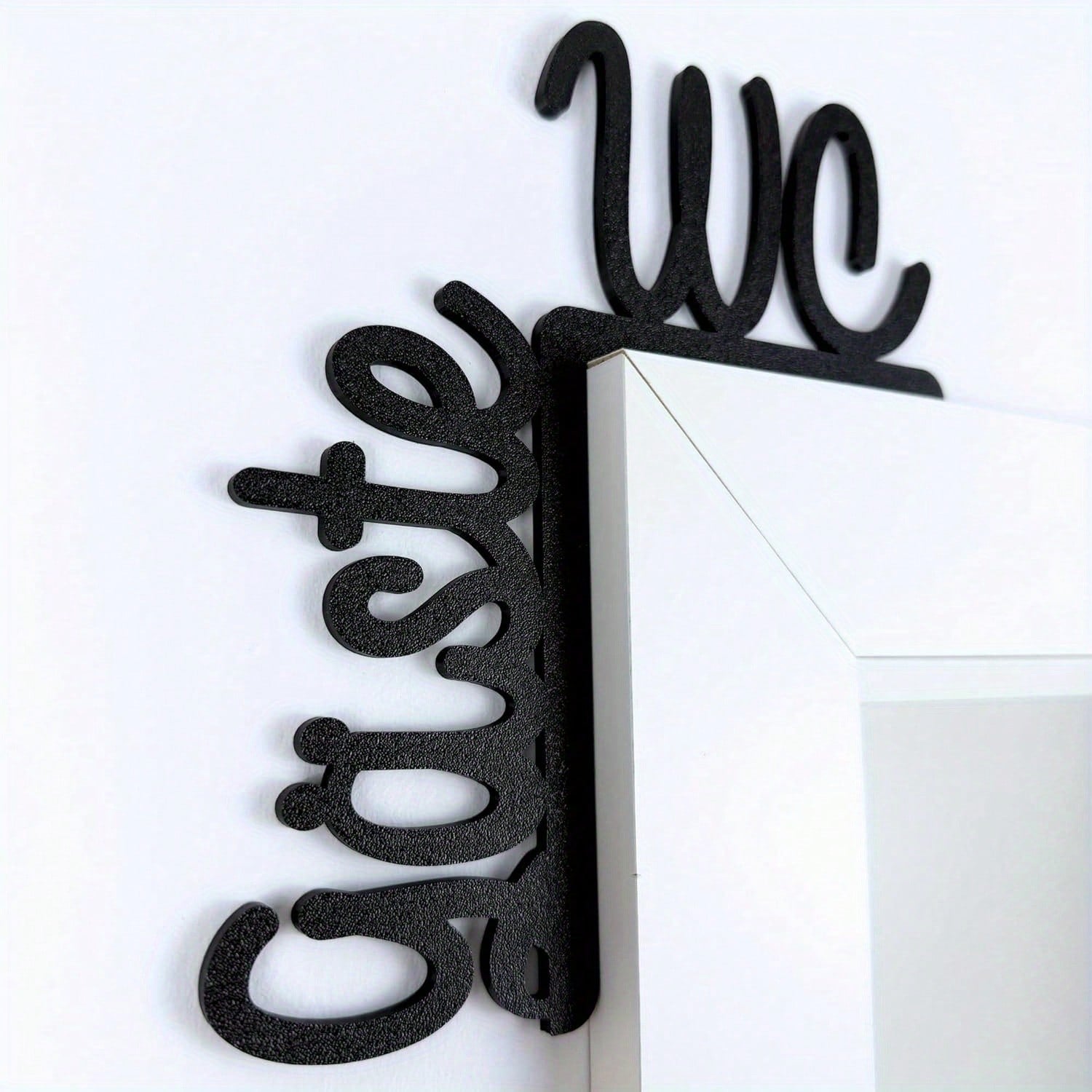 1pc Guest WC - Metal Door Frame Sign, No Drilling Required! Perfect As A WC Sign, Guest WC Sign, Door Sign, Or Restroom Sign. Material: Metal, Color: Black, Decorative Plaque & Statues Main image